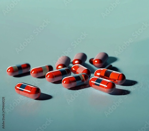 Red Medicine Pills Capsules. Generative Ai, Ai