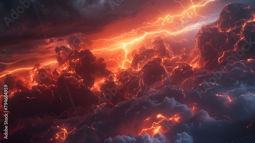 lightning in the sky Ai generative HD 8K wallpaper Stock Photographic Image. An HD wallpaper is a high-resolution image that provides exceptional clarity and detail 