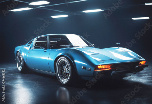 'blue cool sports studio generic dark ai car illustrated background generative auto vehicle automobile illustration speed sport race transportation'