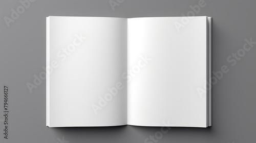 3D Rendering of Opened Blank White A4 Magazine Brochure Mockup
 photo
