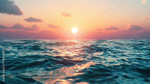 Fantasy sunset over seamlessly looped ocean photo