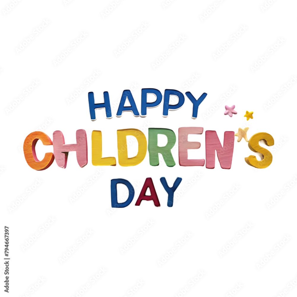 children day text in cartoon style