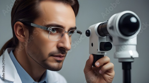 Doctor at a optical clinic with futuristic ophthalmic.generative.ai photo