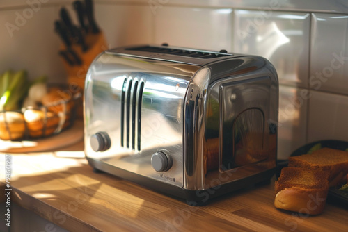 A stainless steel toaster with a cancel button, providing control over toasting.