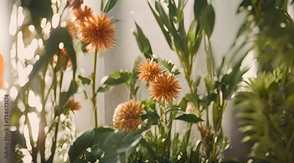 animation zooming into a plant decor evolving into different botanical backgrounds animation zooming into a plant decor evolving into different botanical backgrounds