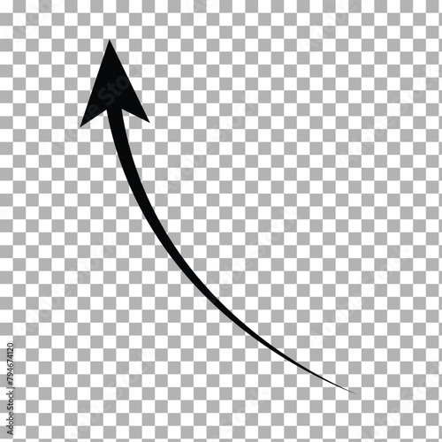 Straight and curved long arrow vector icon. Arrow icon set.