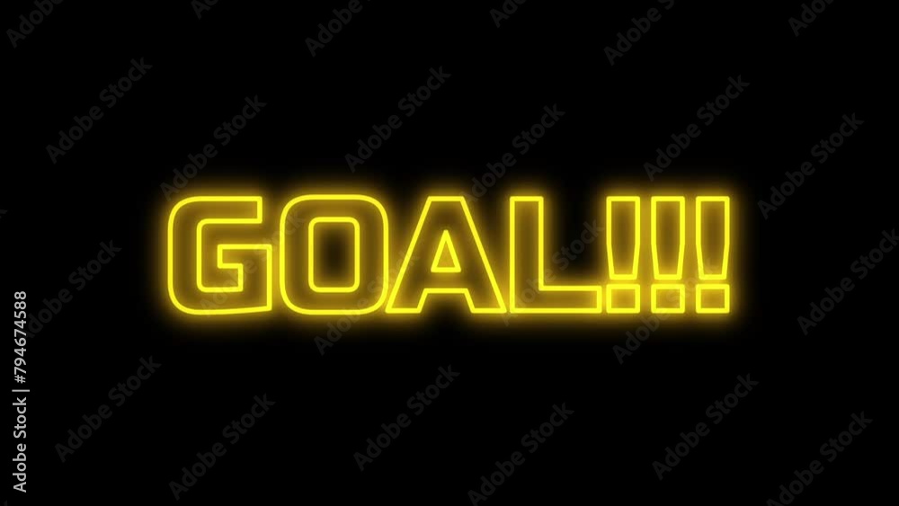 Goal text animation in yellow glow style for sports footage. Goal text animation in yellow glow style for sports footage.