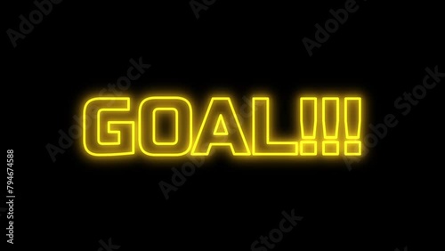 Goal text animation in yellow glow style for sports footage. photo