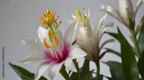 Kadupul Flower (Epiphyllum oxypetalum) white background.generative.ai  photo