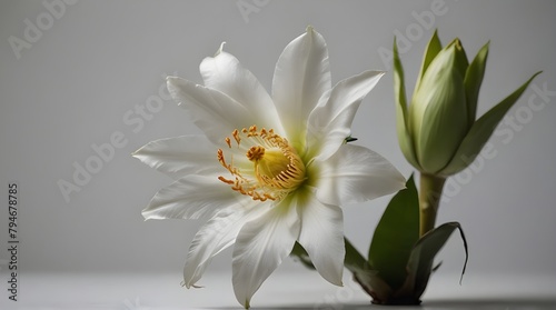Kadupul Flower (Epiphyllum oxypetalum) white background.generative.ai  photo