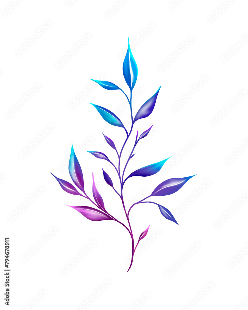 Fototapeta premium Olive twig with leaves on white background. Color illustration