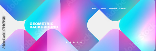 A vibrant art piece with a colorful geometric background featuring a gradient of electric blue and magenta, creating an eyecatching pattern of circles in shades of violet and purple