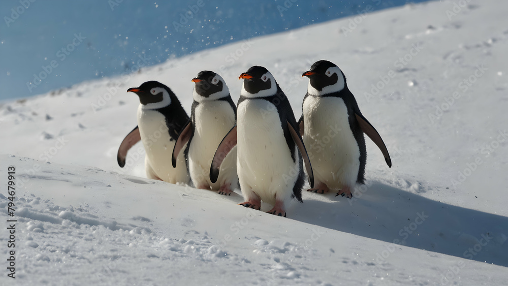 Obraz premium penguins in polar regions