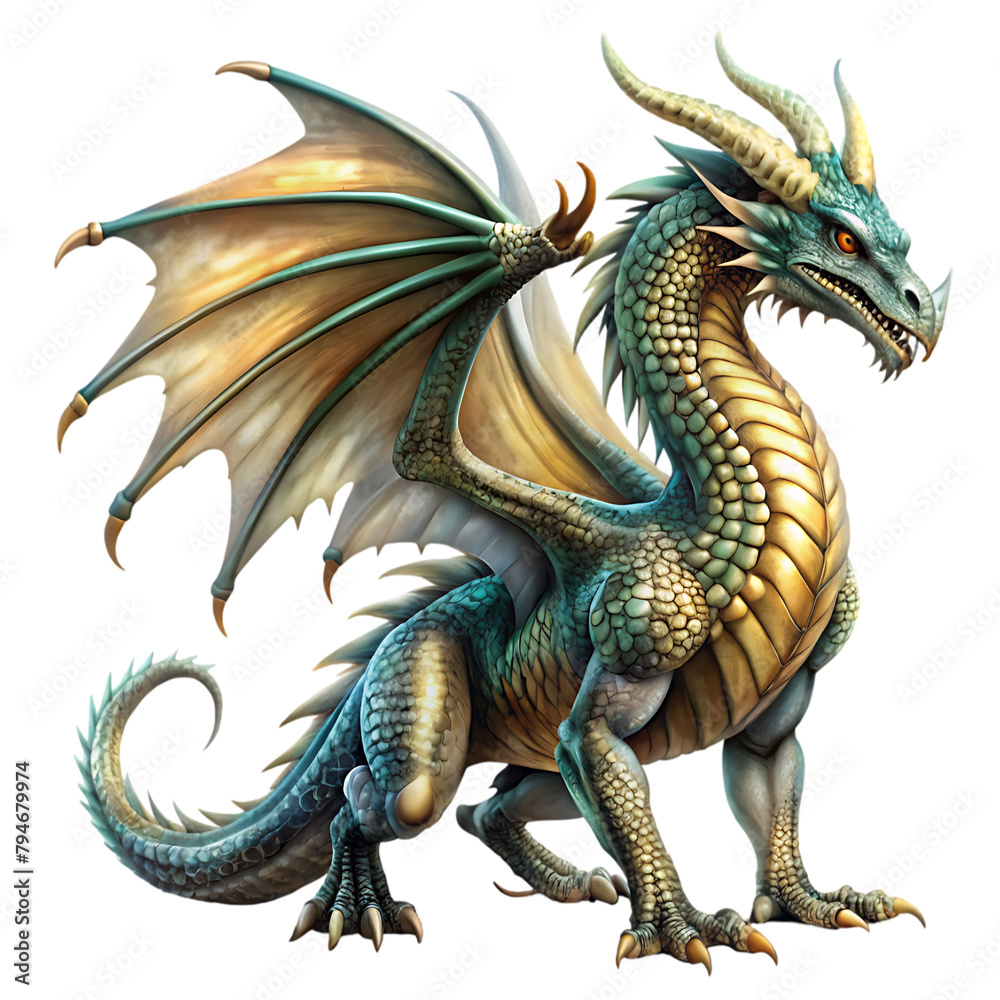 Obraz premium dragon with wings sitting transparent background