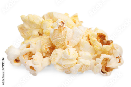 Fresh popcorn isolated on white. Tasty snack