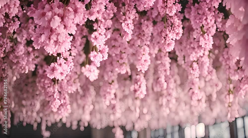 hanging garlands of cherry blossoms romantic style