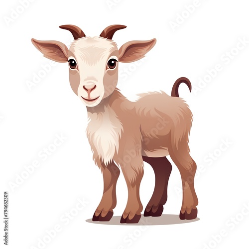 Cute cartoon goat isolated on a white background. Vector illustration.