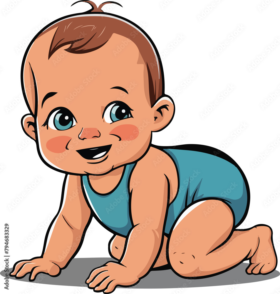 Cartoon character, Crawling little baby boy Cartoon character, Crawling little baby boy