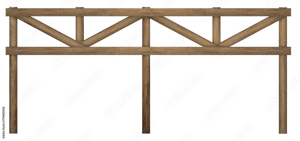 Fototapeta premium Fence made of wooden planks isolated on white