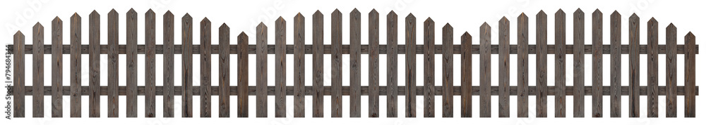 Wooden fence isolated on white. Enclosing structure
