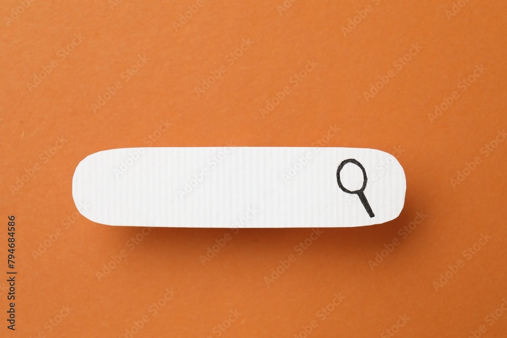 Amnesia problem. Search bar on orange background, top view