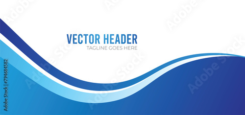 Abstract blue wave banner background with dynamic curve shapes. Template use for banner, cover, poster, wallpaper, design with space for text.