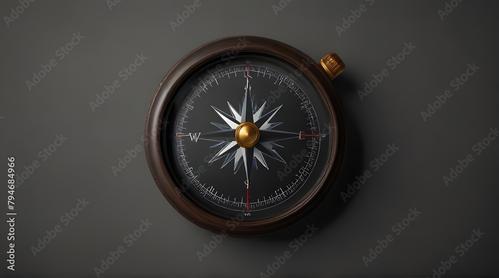 Choose direction with compass on grey background top view.generative.ai Choose direction with compass on grey background top view.generative.ai