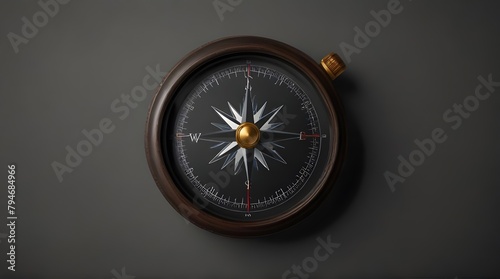 Choose direction with compass on grey background top view.generative.ai  © Akash