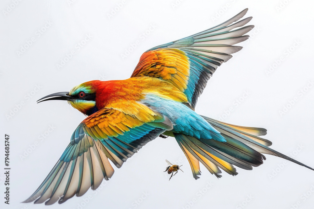 A bee-eater snaps, mid-hunt
