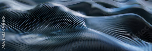 a close up of the surface texture, with dark gray and blue lines that form undulating waves on it, generative AI