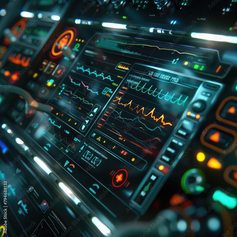 A close-up of advanced medical sensors monitoring vital signs, with digital displays showing real-time data. [8k, realistic, full ultra HD, high resolution, cinematic photography, ar 16:9, v 6.0]