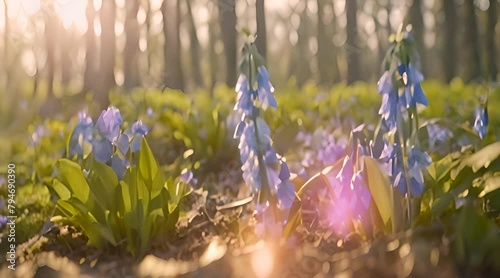 spring flowers in the park Scilla blossom on beautiful morning with sunlight in the forest.mp4, spring flowers in the park Scilla blossom on beautiful morning with sunlight in the forest photo