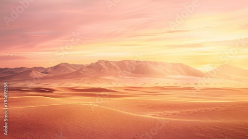 A display base with a background image of a desert landscape at sunset.