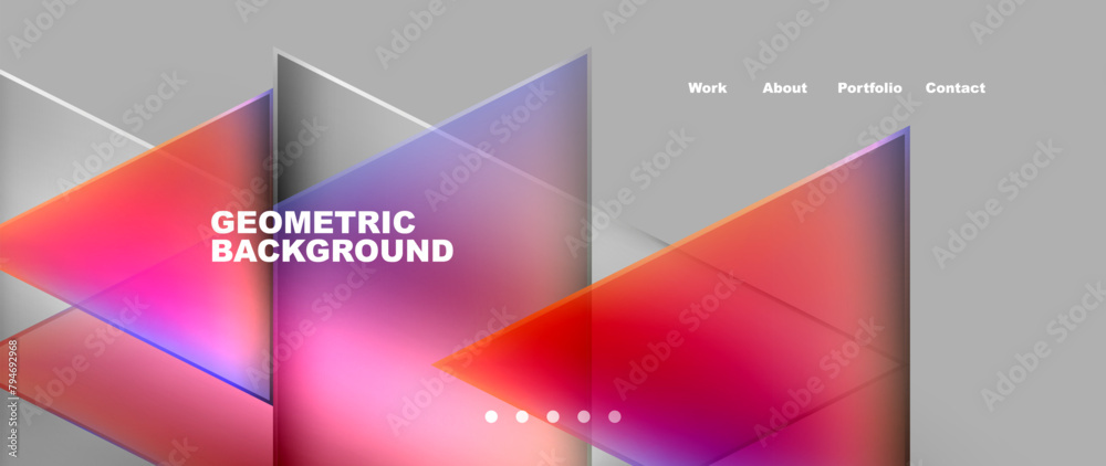 A modern geometric background featuring colorful triangles in shades of magenta, violet, and electric blue on a gray backdrop. Perfect for graphic design projects or branding materials A modern geometric background featuring colorful triangles in shades of magenta, violet, and electric blue on a gray backdrop. Perfect for graphic design projects or branding materials