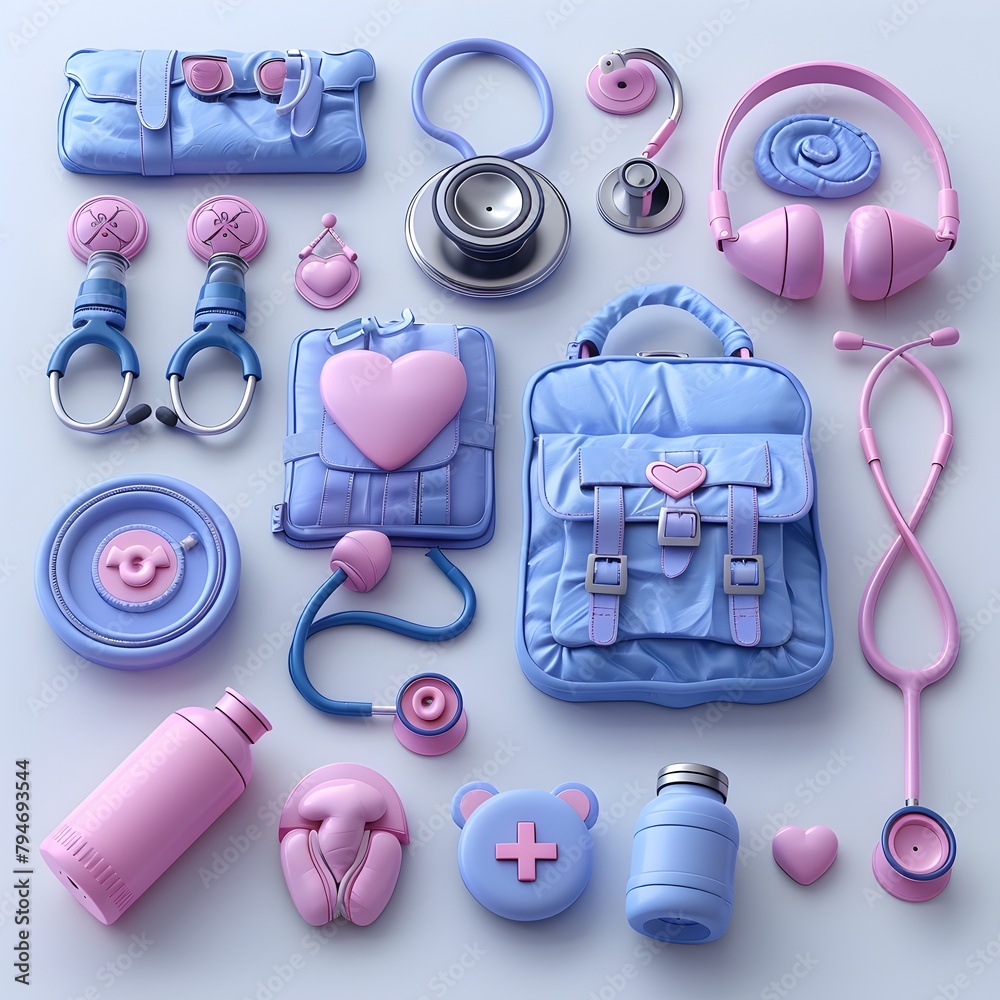 Flat Design 3D Medical Equipment and Tools Icon Set on White Background Flat Design 3D Medical Equipment and Tools Icon Set on White Background