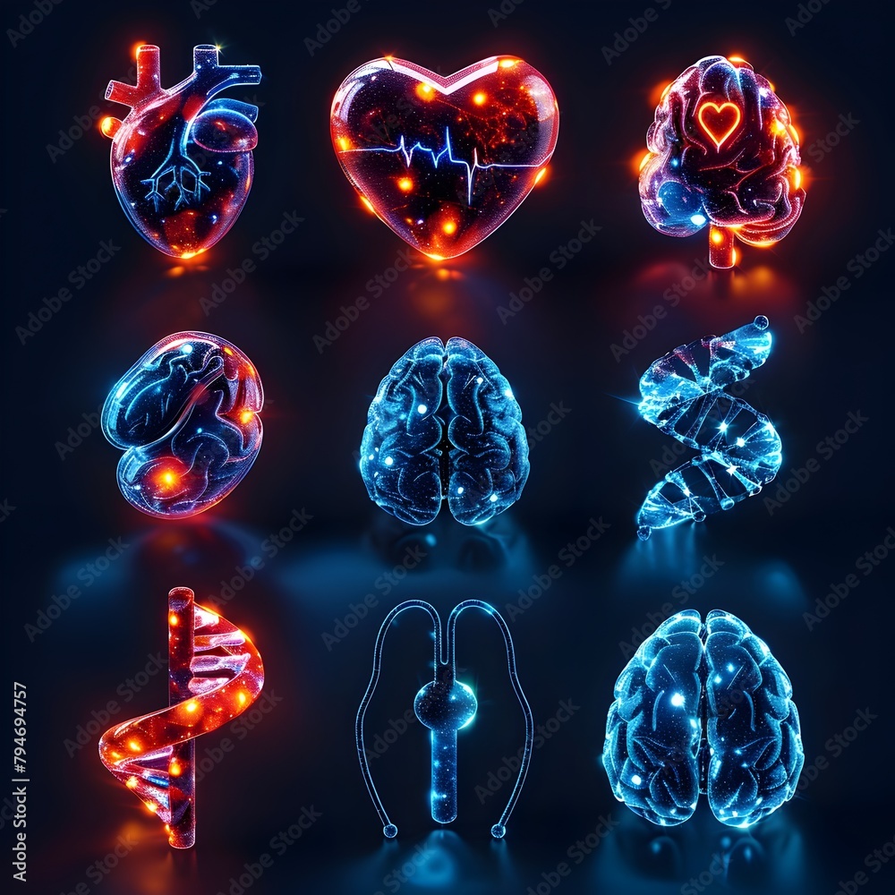 Vibrant 3D Medical Icons with Dynamic Lighting and Subtle Animations Vibrant 3D Medical Icons with Dynamic Lighting and Subtle Animations
