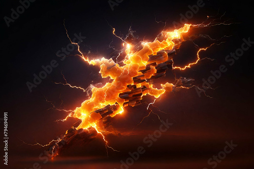 Hot orange lightning design, electrical power element