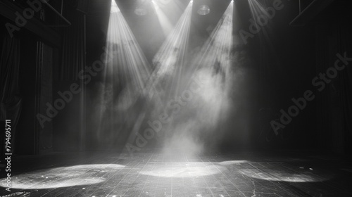 Soft outoffocus lights and shadows evoke a haunting presence of dazzling performances that have left their mark on this stage. .