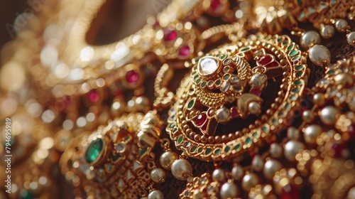 A close-up of intricate Telangana jewelry designs, reflecting the traditional craftsmanship and elegance of the region on Telangana Formation Day.