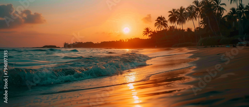 sunset in the beach  relaxing vibes photo