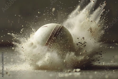 White Cricket ball bouncing and creating dust in ultra slow motion