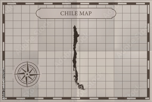 Chile old classic country map. Vintage antique map paper style.