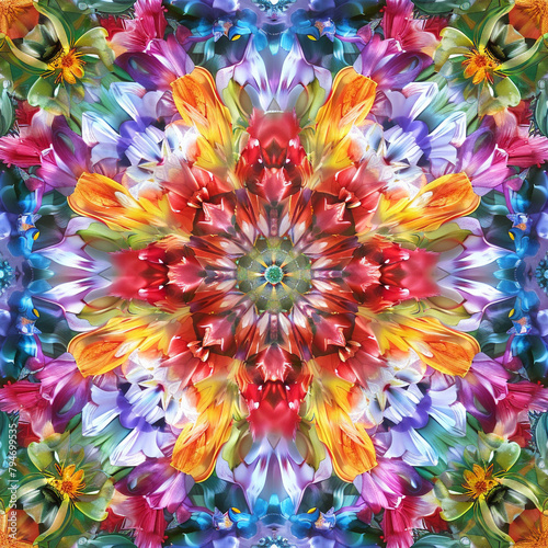 Vibrant, colorful and joyous kaleidoscope that fills the frame from corner to corner with no copy space.