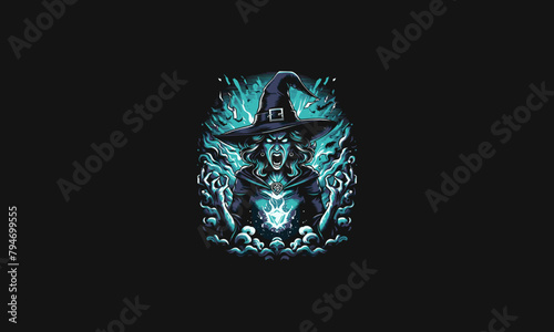 witch angry with smoke vector illustration artwork design