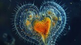 A breathtaking shot of a rotifers beating heart captured through advanced microscopic technology demonstrating the amazing ability
