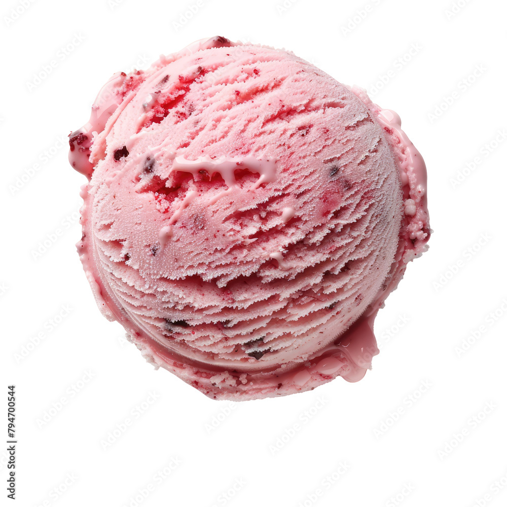 A scoop of frosty ice cream set against a transparent background A scoop of frosty ice cream set against a transparent background