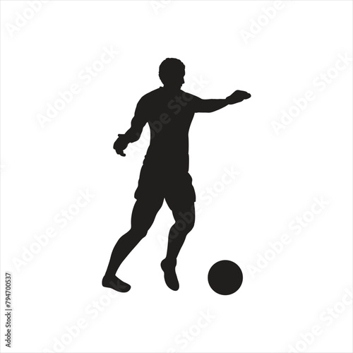 football player silhouette creative illustration vector of graphic , football player silhouette illustration vector , vector soccer player silhouette illustration for banner graphic 