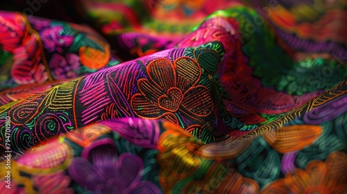 A close-up of vibrant Telangana Batik prints, highlighting the unique textile artistry of the region on Telangana Formation Day.
