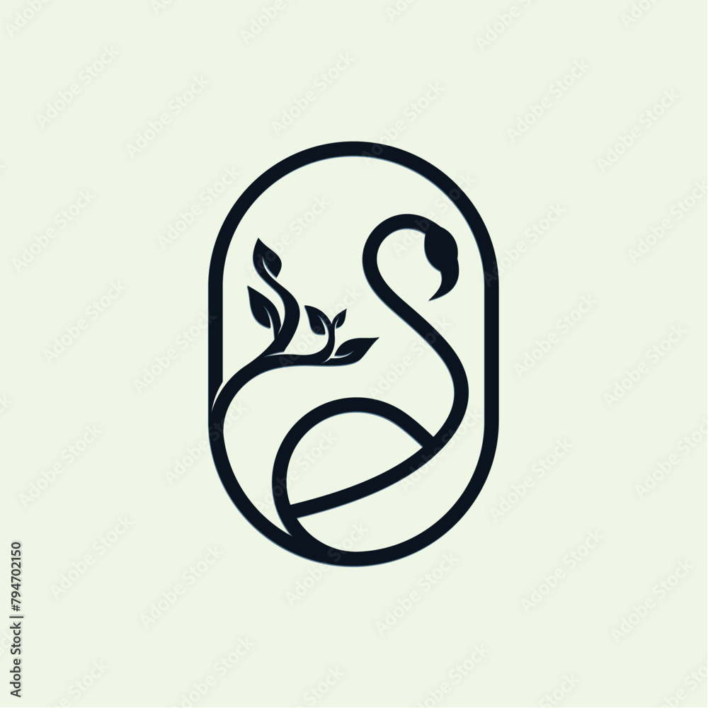 Flamingo and leaf line Logo Design Template. Abstract luxury and flamingo Vector Illustration Flamingo and leaf line Logo Design Template. Abstract luxury and flamingo Vector Illustration