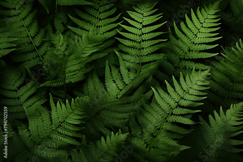 Lush green ferns flourishing in a dense forest undergrowth